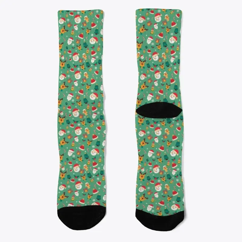 Santa Claus Deer Cookie Socks